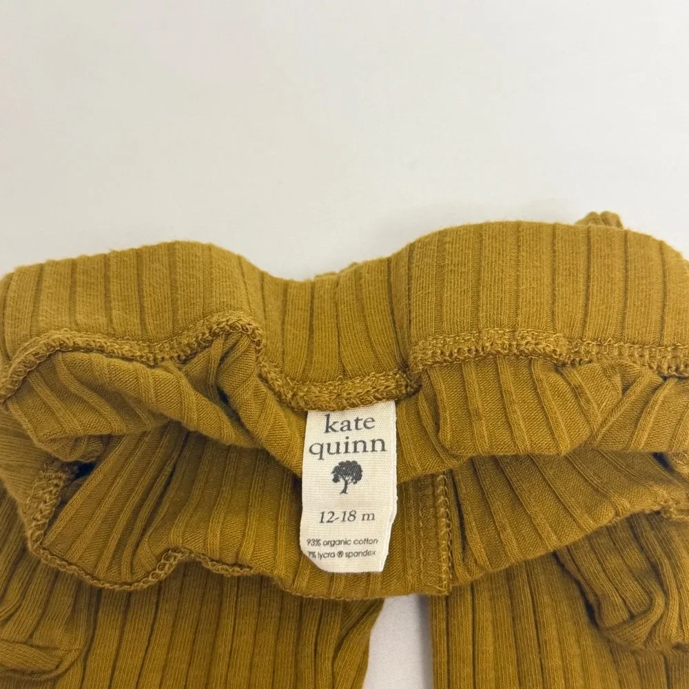 Kate Quinn Organic Cotton Bodysuit & Ribbed Cargo Pants Set 12-18M Mustard Blue